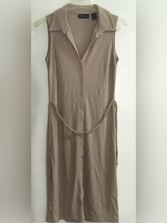 Moda International Dresses & Skirts - VTG Moda Classy Stretchy Sleeveless Button Front Dress 6 W/ Tie USA Made